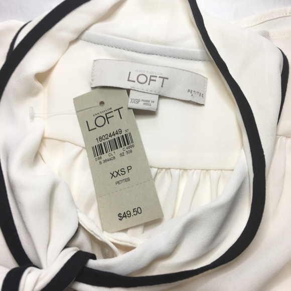 Loft Bow Tie Detail Sleeveless Blouse Button Front Top Shirt Lightweight - Picture 11 of 16